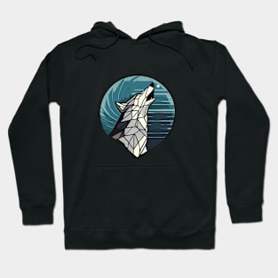 Geometric wolf howling to the moon Hoodie